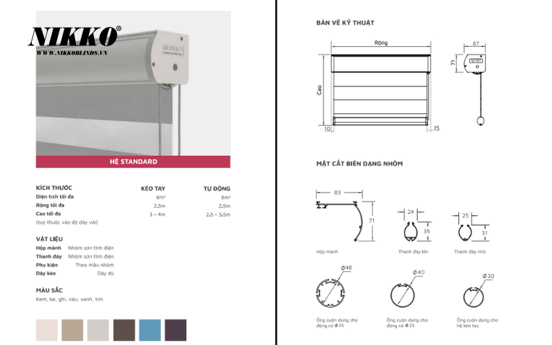Hệ Standard của rèm cầu vồng Aqua